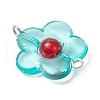 Transparent Acrylic & Glass Flower Connector Charms PALLOY-JF03720-4