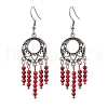 Synthetic Turquoise Beaded Chandelier Earrings EJEW-JE06190-1