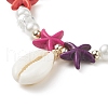 2Pcs 2 Style Starfish & Tortoise Synthetic Turquoise(Dyed) & Glass Pearl Beaded Stretch Bracelets Set BJEW-JB08994-7