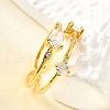 Teardrop 925 Sterling Silver Cubic Zirconia Adjustable Cuff Rings for Women RJEW-S631-02G-3