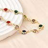 304 Stainless Steel Glass Link Bracelets for Women BJEW-V010-01G-2