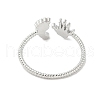 Footprint & Palm Brass Open Cuff Ring for Women RJEW-A040-03P-3