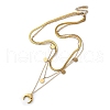 304 Stainless Steel Cable & Flat Snake Chains 3 Layered Necklace NJEW-C022-01G-3