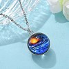 304 Stainless Steel Glass Space Pendant Necklaces NJEW-JN05192-4