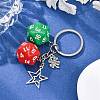 3Pcs 3 Colors Dice Opaque Acrylic Pendant Keychain KEYC-JKC01198-3