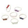 Round Natural Rose Quartz & Tiger Eye & Lapis Lazuli & Green Aventurine & Amethyst & Carnelian Finger Rings RJEW-JR00850-02-1