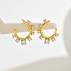 Elegant U-Shaped S925 Sterling Silver Clear Cubic Zirconia Stud Earrings BT5691-4