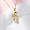 Brass Micro Pave Clear Cubic Zirconia Snake Pendant Necklaces NJEW-S438-02C-G-2