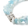 Natural Aquamarine Chip Beads Multi-strand Bracelet BJEW-JB07052-04-4