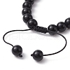 Natural Black Stone & Tiger Eye Round Braided Bead Bracelets BJEW-JB09728-4