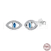 Rhodium Plated 925 Sterling Silver Micro Pave Cubic Zirconia Ear Studs for Women EJEW-P231-63P-2