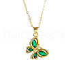 Brass Pave Cubic Zirconia Butterfly Pendant Necklaces FS-WGD20DC-04-2
