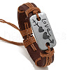 Retro Woven Cow Leather Alloy Links Bracelets for Couple WGA0580-03-2