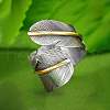 Feather Zinc Alloy Cuff Rings FS-WGF6BB1-01-1