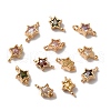 Brass Pave Glass Connector Charms KK-C062-027G-1