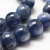 Natural Dyed & Heated Grade AA Kyanite/Cyanite/Disthene Round Bead Strands G-O143-07-4mm-1-3