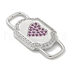 Rack Plating Brass Micro Pave Clear & Orchid Cubic Zirconia Heart Mask Connector Charms KK-L224-065P-2