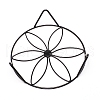 Flat Round with Flower Pattern Iron Display Decorations AJEW-WH0244-09C-2