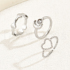3Pcs 3 Style Cubic Zirconia Open Cuff Rings Sets VX3792-1-1