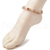 Natural Black Gold Rutilated Quartz Chip Beaded Anklets for Women AJEW-AN00695-2