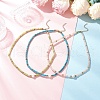 3Pcs 3 Styles Round Shell Pearl & Dyed Natural Magnesite & Pink Aventurine & Chinese Southern Jade Heishi Beaded Necklaces NJEW-JN05300-1