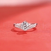 Mother's Day Rings Rhodium Plated 925 Sterling Silver Micro Pave Cubic Zirconia Adjustable Rings AJEW-U007-23P-4