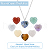 FIBLOOM 8Pcs 8 Styles Natural Mixed Gemstone Heart Pendant Necklace with Alloy Chains NJEW-FI0001-45-4