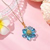 Flower Handmade Glass Seed Beaded Pendant Necklaces NJEW-MZ00096-05-1