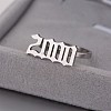 Birth Year 201 Stainless Steel Adjustable Open Cuff Rings FS-WG46D84-14-1