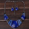 Trapezoid Alloy Resin Pendant Necklaces & Dangle Earrings Sets FS-WG8D8C4-01-2