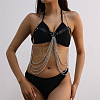 Alloy Curb Chain Multi-Layered Chain Imitation Leather Chest Body Chains for Bikini FS-WGDF282-08-1