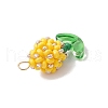 Glass Seed Beaded Flower Bud Pendants PALLOY-MZ00760-03-4