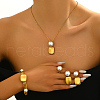 Rectangle Stainless Steel & Imitation Pearl
Bangle & Earrings & Necklaces & Rings Sets for Women ZY1458-3
