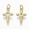 Brass Micro Pave Cubic Zirconia Tiny Cross Charms ZIRC-R109-041-NF-1