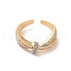 Brass Micro Pave Cubic Zirconia Open Cuff Rings RJEW-R146-09G-3