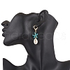 Starfish Synthetic Turquoise Hoop Earrings EJEW-JE06440-2