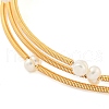 Mother's Day Jewellery Three-Loops Brass & Natural Freshwater Pearl Beaded Wrap Bracelets for Women BJEW-F470-01G-2