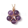 Natural Rose Quartz/Amethyst/Carnelian/Green Aventurine/Quartz Round Beaded Pendants PALLOY-JF03468-3