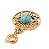 Natural Green Turquoise Flat Round Boho Pendants Decorations STAS-K260-02G-3