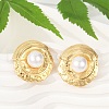 304 Stainless Steel ABS Plastic Pearl Stud Earrings for Women EJEW-U046-11G-3