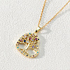 18K Gold Plated Tree of Life Pendant Necklace with CZ Stones Circle Cutout ST6008712-1