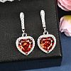 925 Sterling Silver Pave Cubic Zirconia Heart Hoop Earrings EJEW-C150-01B-01-2
