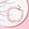 Natural Rose Quartz Chips Beaded Bracelet BJEW-JB09686-02-4