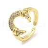 Brass Micro Pave Cubic Zirconia Open Cuff Ring RJEW-C033-09G-1