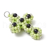 Glass Seed Beaded Cross Pendants PALLOY-MZ00642-3
