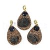 Raw Natural Tektite & Synthetic Blue Goldstone Big Pendants KK-P282-04G-1