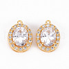 Brass Micro Pave Clear Cubic Zirconia Pendants ZIRC-S068-041-NF-1