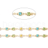 Enamel Flower & Glass Square Link Chains CHC-P009-36G-2