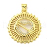 Rack Plating Brass Micro Pave Clear Cubic Zirconia Pendant KK-B091-34G-1