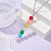 Colorful Glass Round Beaded Pendant Necklaces NJEW-JN04581-02-2